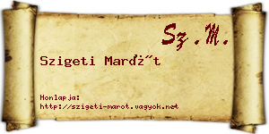 Szigeti Marót névjegykártya